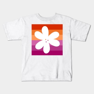 Flower Outline - discreet lesbian pride flag Kids T-Shirt